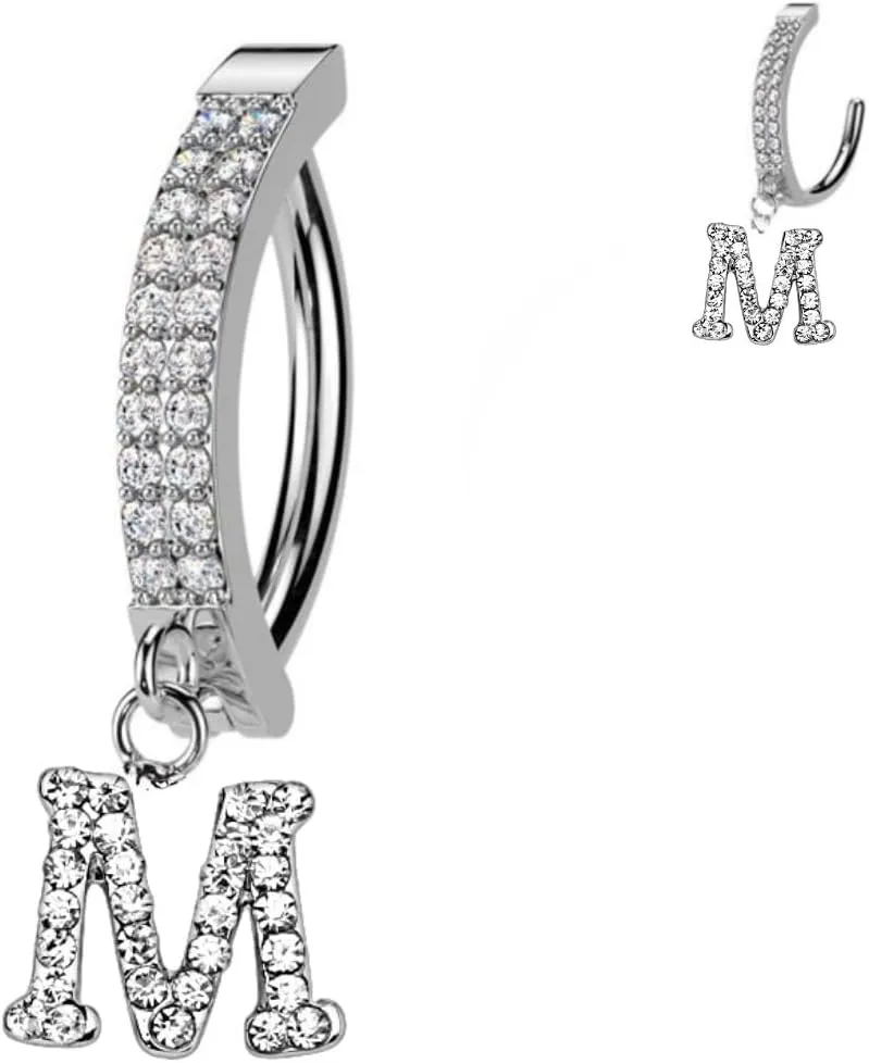 14G Initial Clicker Belly Ring - Surgical Steel, Custom Letter Navel Ring