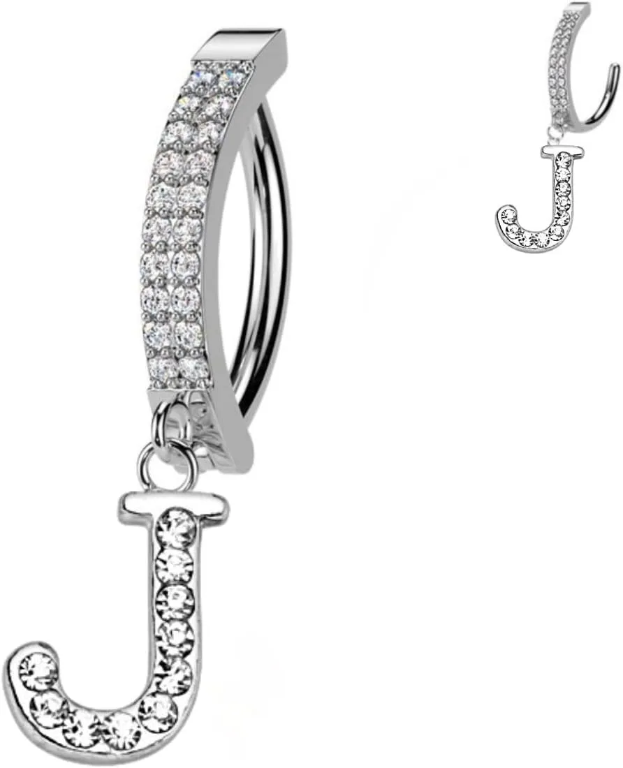 14G Initial Clicker Belly Ring - Surgical Steel, Custom Letter Navel Ring