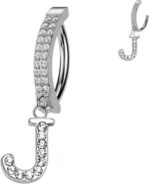 14G Initial Clicker Belly Ring - Surgical Steel, Custom Letter Navel Ring