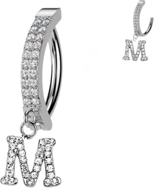 14G Initial Clicker Belly Ring - Surgical Steel, Custom Letter Navel Ring