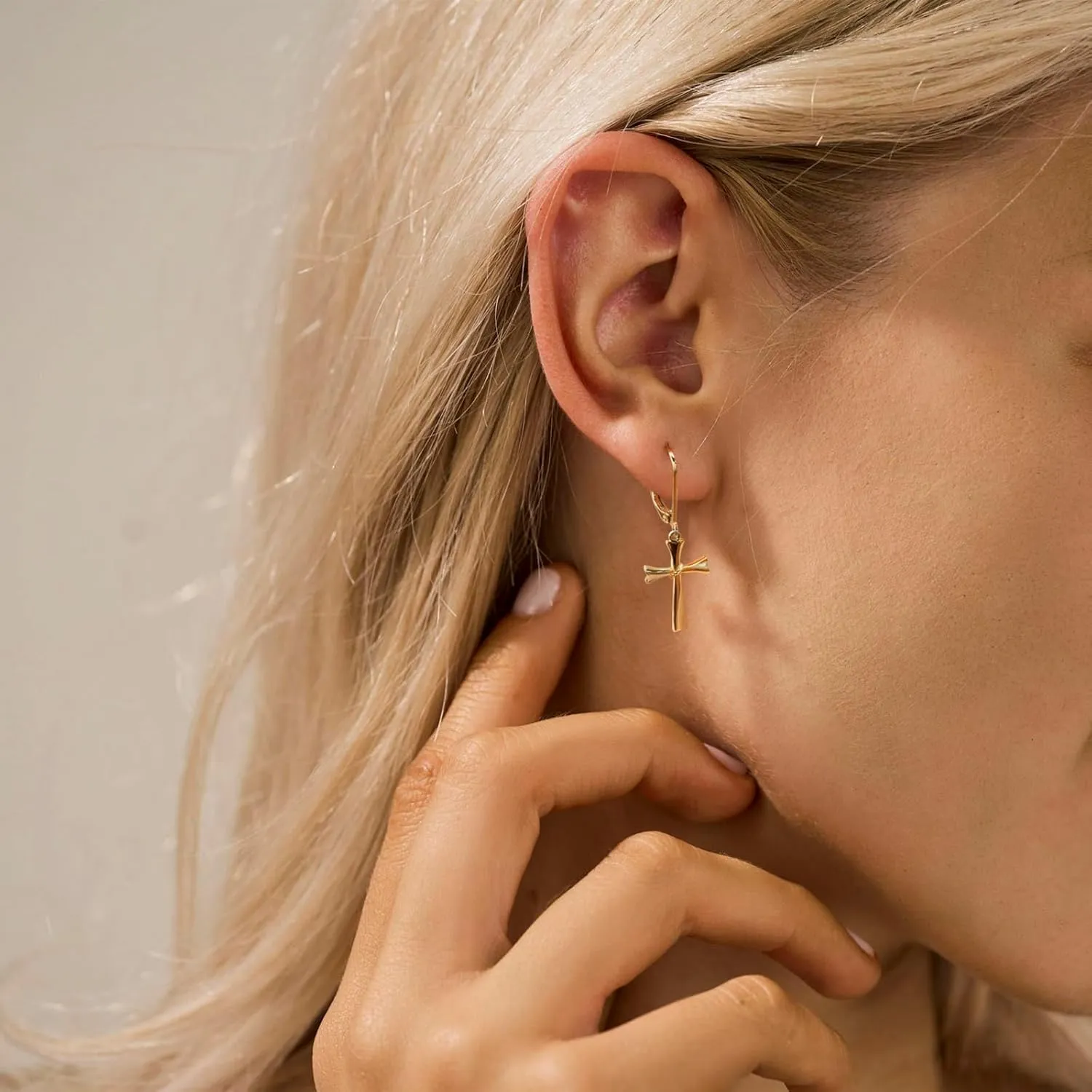 14K Gold Earring Cross Waterdrop Butterfly Heart Knot Earrings for Women Gold Silver Cross Leverback Drop Gold Silver Teardrop Hoop Dangle Earring White Gold Dangle Drop Earring