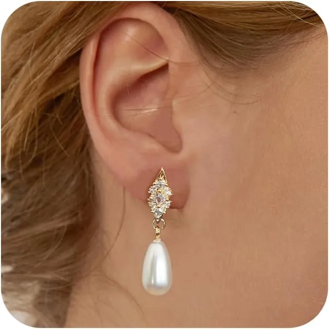 14K Gold Plated Butterfly Dangle Earrings for Women - Dainty, Trendy, Hypoallergenic CZ Drop Earrings - Simple Long Dangling Jewelry