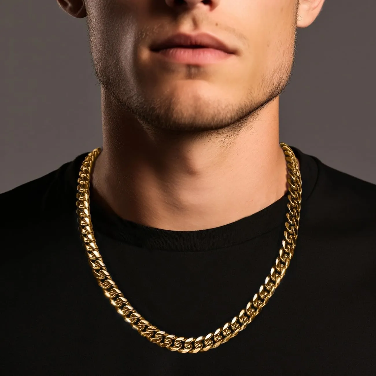 14K Gold Plated Cuban Link Chain for Men, 12MM 316L Stainless Steel Necklace, Gift for Birtday Holiday(Delicate Packing, Double Safety Clasp)