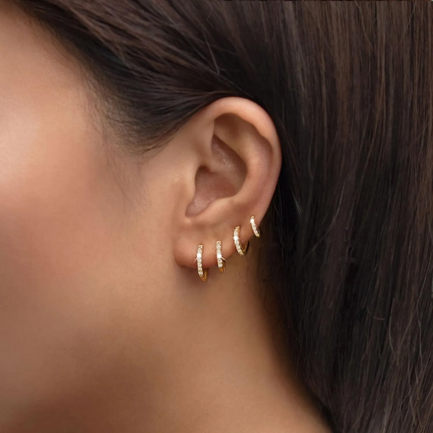 14K Gold Plated Huggie Hoop Earrings Set for Women,Stack Cartilage Earring, Earrings Sets for Men,Hypoallergenic Multiple Piercing Earrings Set for Gifts