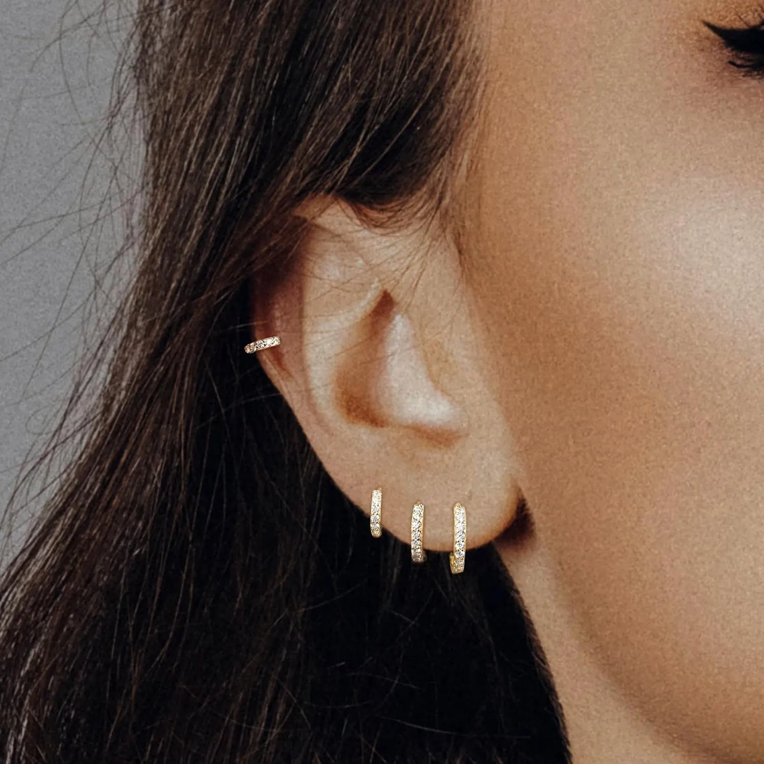 14K Gold Plated Huggie Hoop Earrings Set for Women,Stack Cartilage Earring, Earrings Sets for Men,Hypoallergenic Multiple Piercing Earrings Set for Gifts