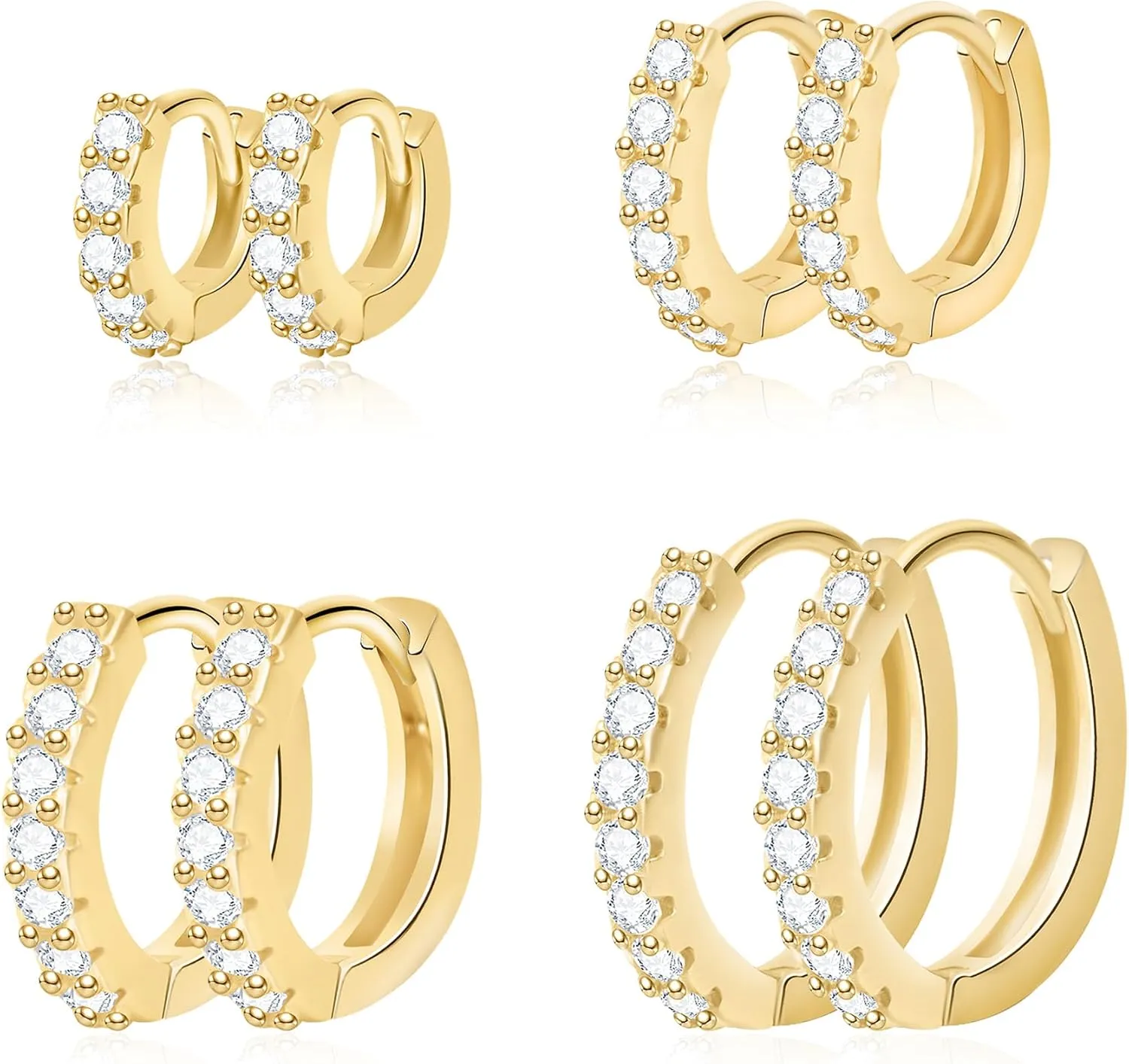 14K Gold Plated Huggie Hoop Earrings Set for Women,Stack Cartilage Earring, Earrings Sets for Men,Hypoallergenic Multiple Piercing Earrings Set for Gifts