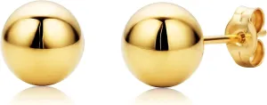 14K Real Yellow Gold Ball Stud Earrings