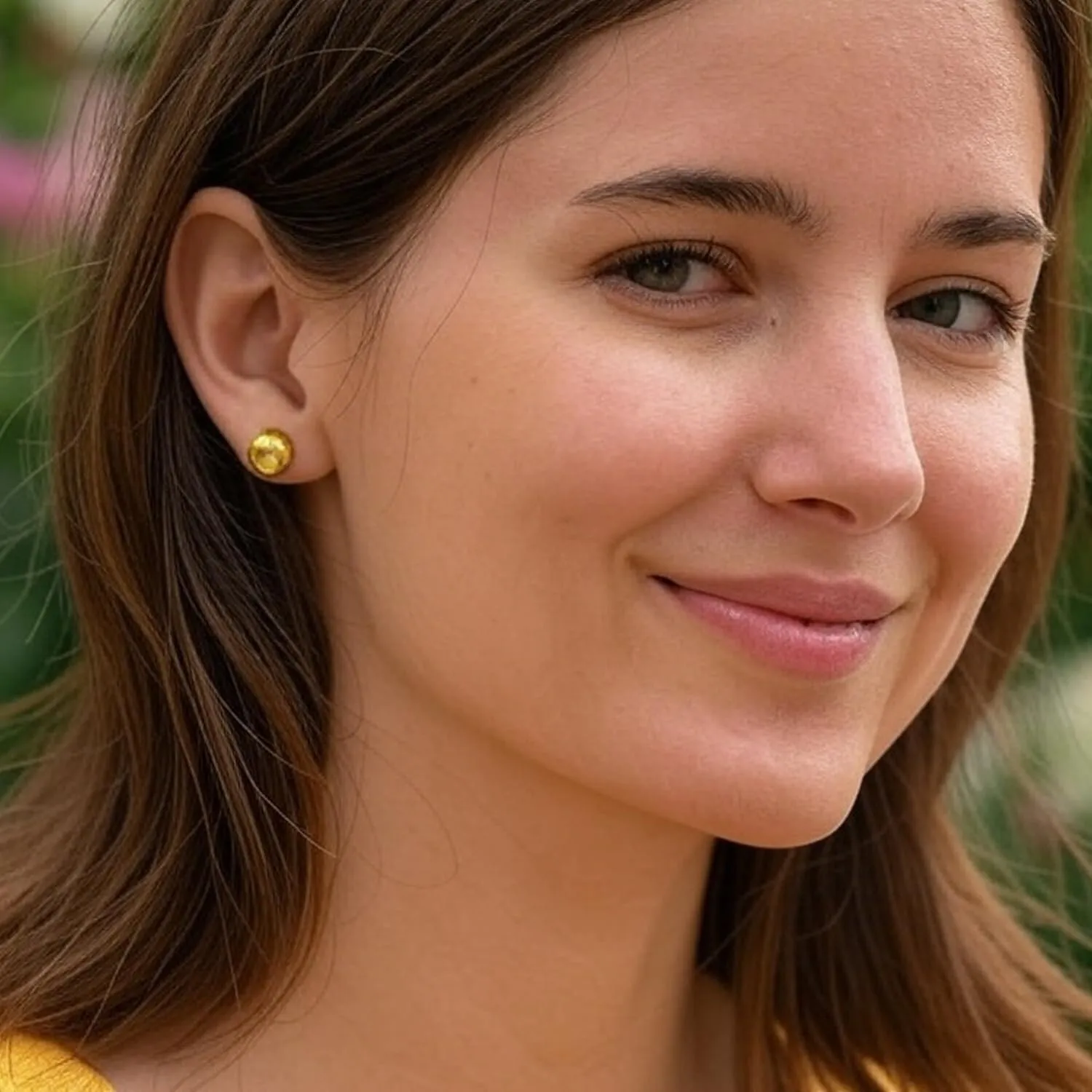 14K Real Yellow Gold Ball Stud Earrings