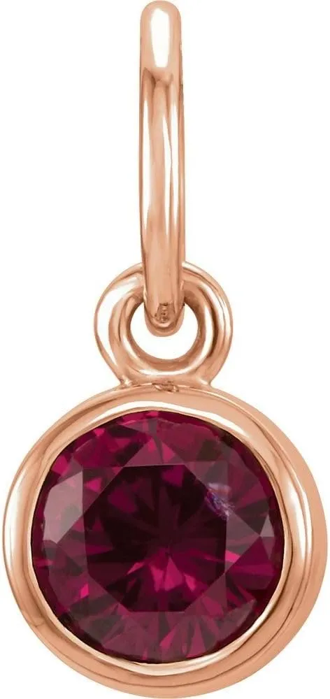 14k Rose Gold 4mm Round Shape Imitation Garnet Birthstone Charm Pendant Fine Jewelry for Women Gifts for Her