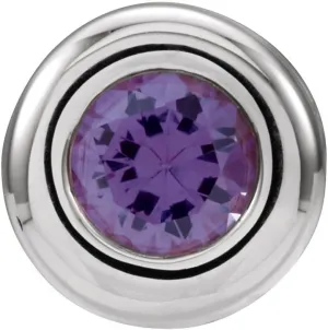 14k White Gold 4mm Round Shape Imitation Alexandrite Birthstone Solitaire Slide Pendant Fine Jewelry for Women Gifts for Her
