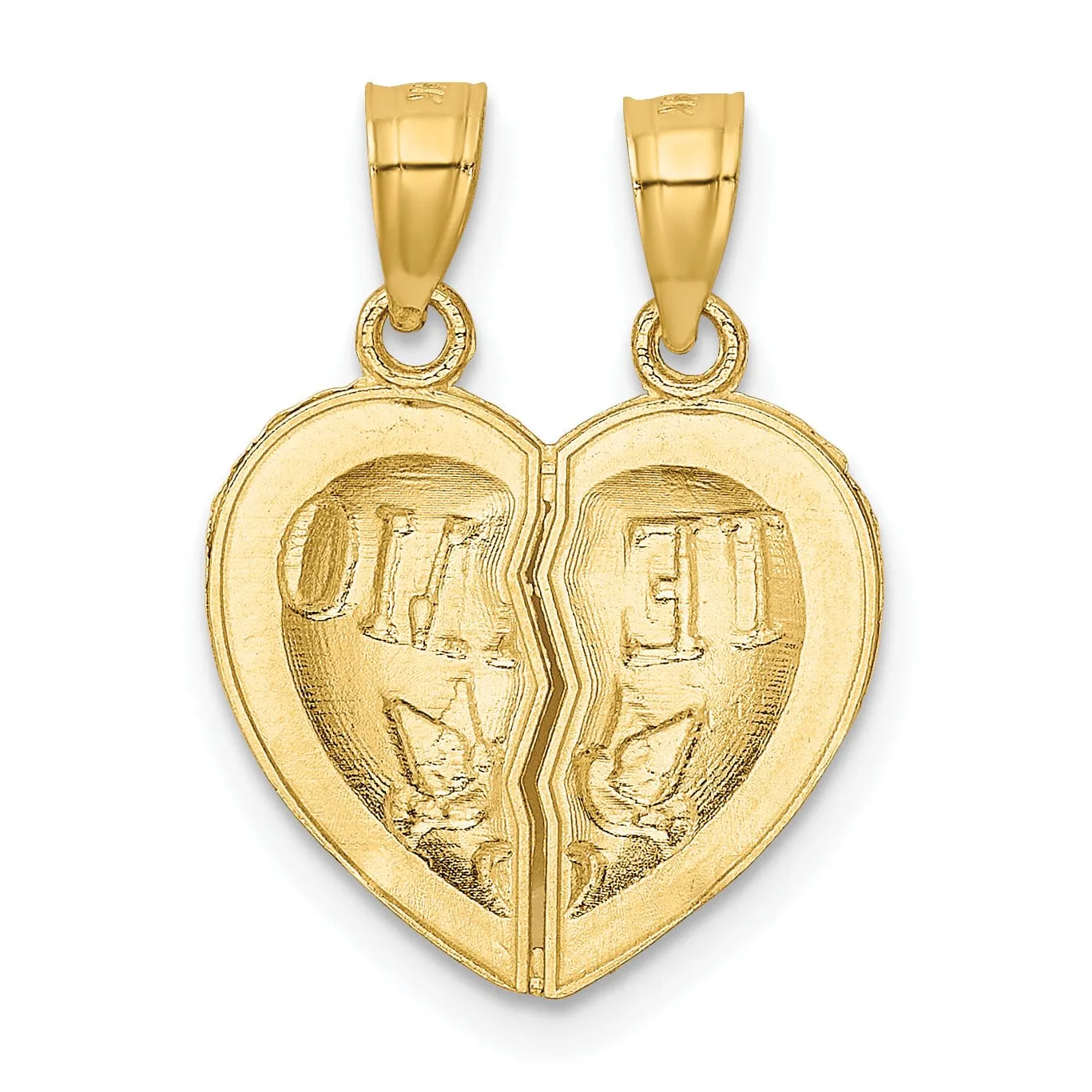 14k Yellow Gold 2-Pieces TE AMO Heart Pendant