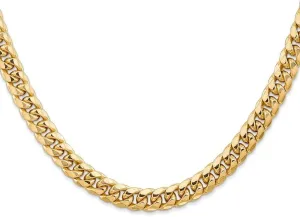 14K Yellow Gold 6.75mm Semi-Solid Miami Cuban with Lobster Clasp Bracelet