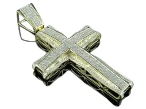 14K Yellow Gold Plated 2.50 Ct Round Cut Diamond Cross Pendant Necklace, Elegant Religious Jewelry for Men, Polished Gold Faith Necklace Charm