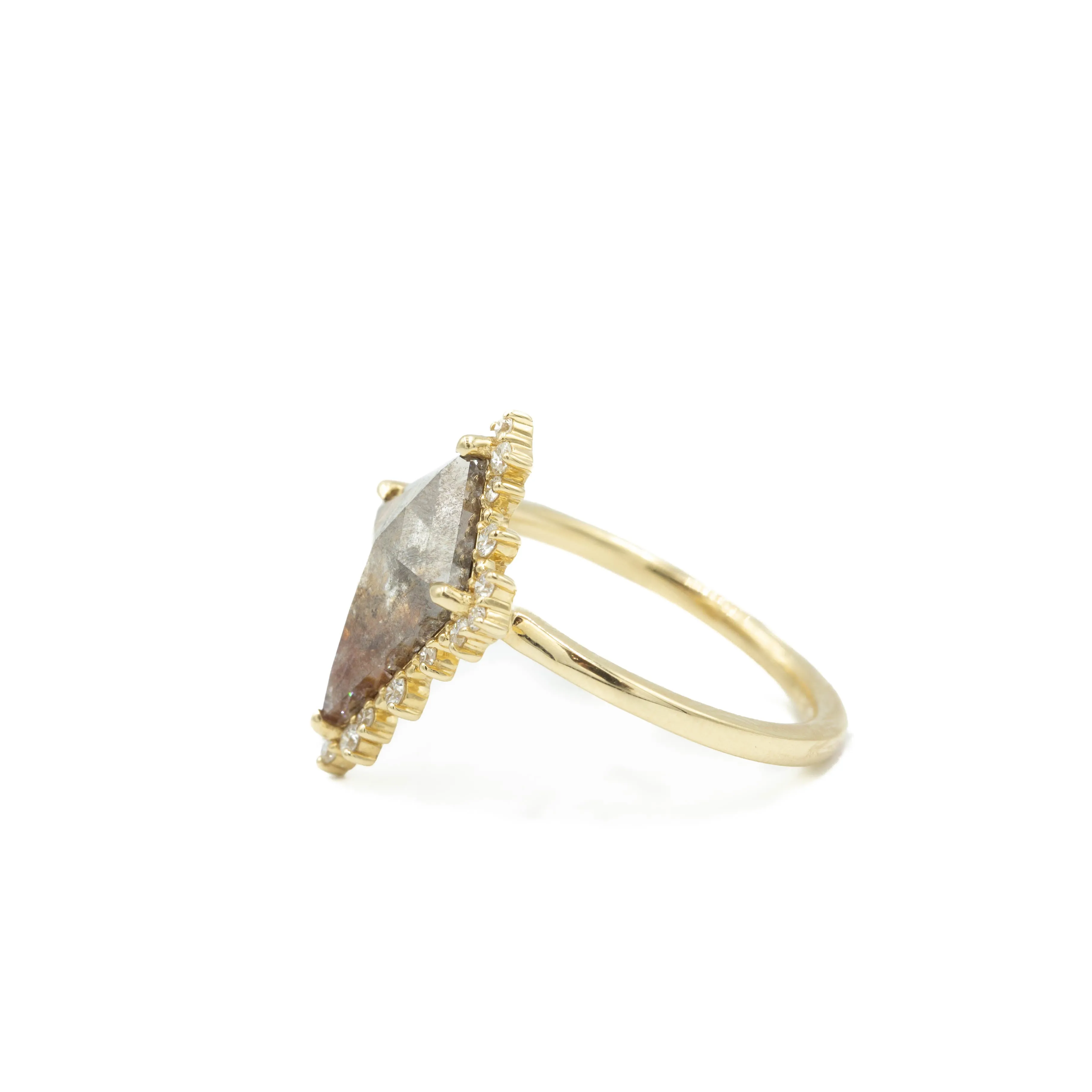 14ky 1.98ct Kite-Shaped "Rae" Salt & Pepper Diamond Ring