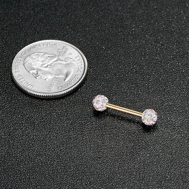 14pcs 14G 12-18mm Tongue Rings Nipple Straight Barbells Surgical Steel Body Piercing Jewelry