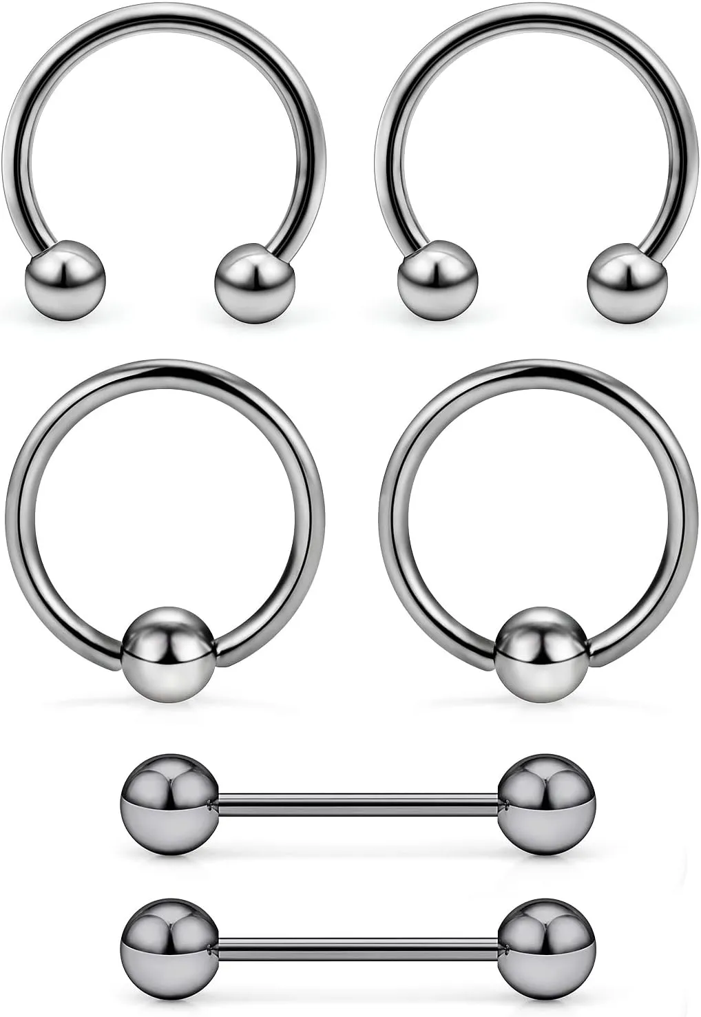 16G 14G G23 Titanium Nipple Piercing Jewelry Tongue Rings Hypoallergenic Horseshoe Captive Bead Tongue Nipple Ring Nipplerings Barbells Hoops Rings Piercing Jewelry for Women Men 14MM 3 Pairs