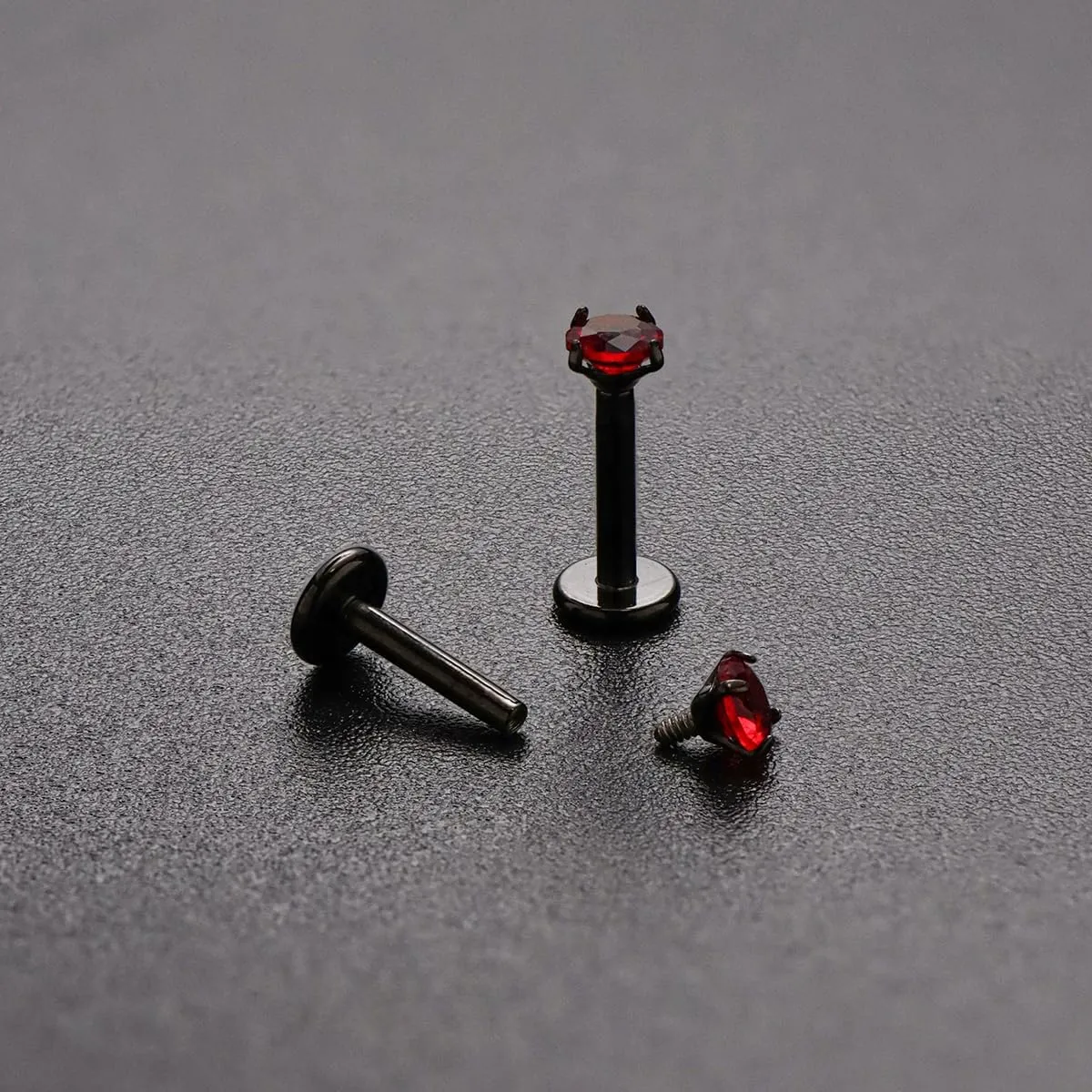 16G 18G Titanium Internal Thread CZ Stud Earrings Flat Back, Silver Black Tragus Helix Conch Cartilage Piercing Jewelry for Women Men 6mm 8mm 10mm Labret Studs 2PCS