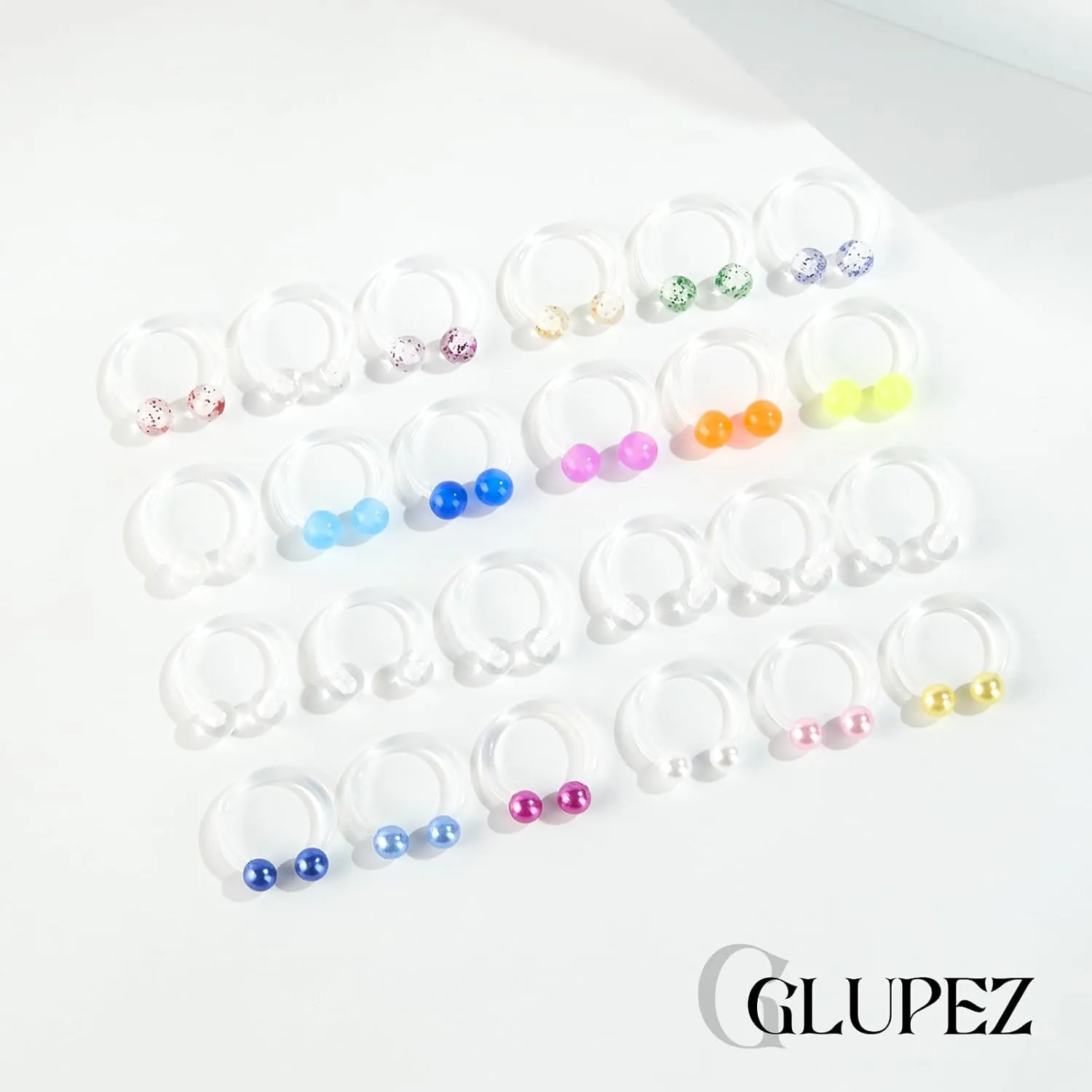 16G 20G Nose Septum Rings Acrylic Nose Nostril Hinged Hoop Ring Flexible Nose Rings Retainer Earring Clicker Helix Cartilage Piercing Jewelry for Women Men 8MM 10MM