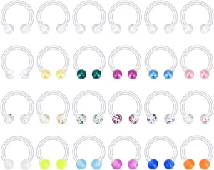 16G 20G Nose Septum Rings Acrylic Nose Nostril Hinged Hoop Ring Flexible Nose Rings Retainer Earring Clicker Helix Cartilage Piercing Jewelry for Women Men 8MM 10MM