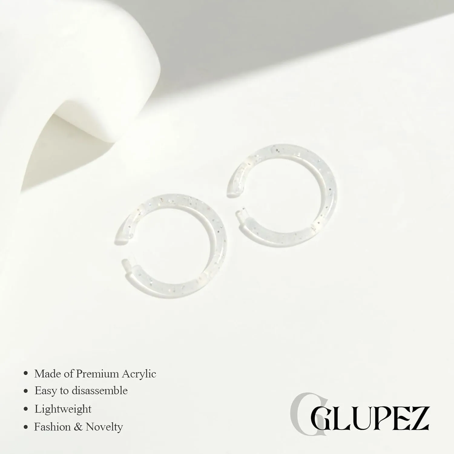 16G 20G Nose Septum Rings Acrylic Nose Nostril Hinged Hoop Ring Flexible Nose Rings Retainer Earring Clicker Helix Cartilage Piercing Jewelry for Women Men 8MM 10MM