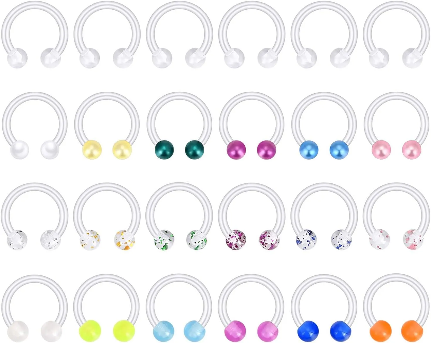 16G 20G Nose Septum Rings Acrylic Nose Nostril Hinged Hoop Ring Flexible Nose Rings Retainer Earring Clicker Helix Cartilage Piercing Jewelry for Women Men 8MM 10MM