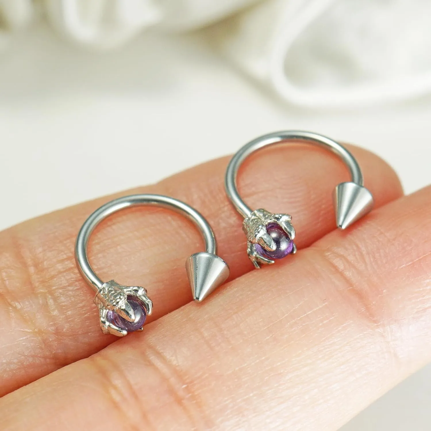 16G 2PCs Dragon Claw and Spike Snake Bite Jewelry, Hoop Lip Rings Snake Bites, Horseshoe Labret Jewelry for Lip Piercing, 8mm 10mm 12mm Hoop