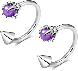 16G 2PCs Dragon Claw and Spike Snake Bite Jewelry, Hoop Lip Rings Snake Bites, Horseshoe Labret Jewelry for Lip Piercing, 8mm 10mm 12mm Hoop