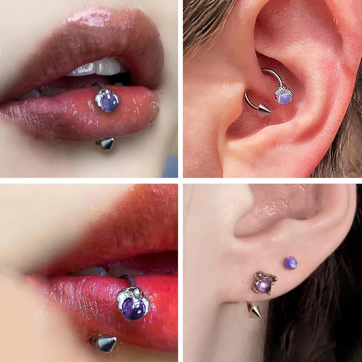 16G 2PCs Dragon Claw and Spike Snake Bite Jewelry, Hoop Lip Rings Snake Bites, Horseshoe Labret Jewelry for Lip Piercing, 8mm 10mm 12mm Hoop