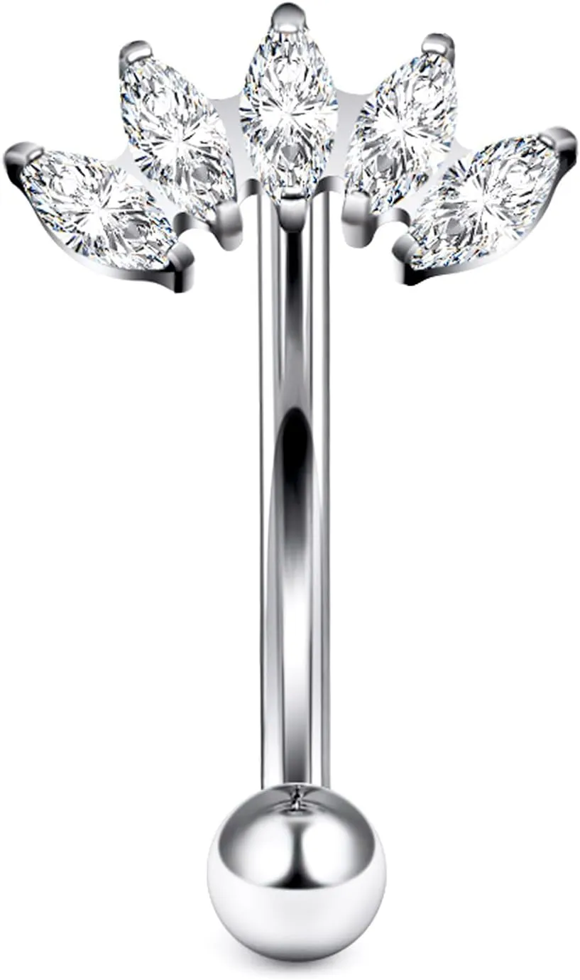 16G Astm F136 Titanium Eyebrow Piercing Jewelry Curved Barbell Eyebrow Ring Vertical Labret Lip Jewelry Daith Rook Earrings Navel Small Belly Button Ring Piercing Jewelry for Women Men CZ