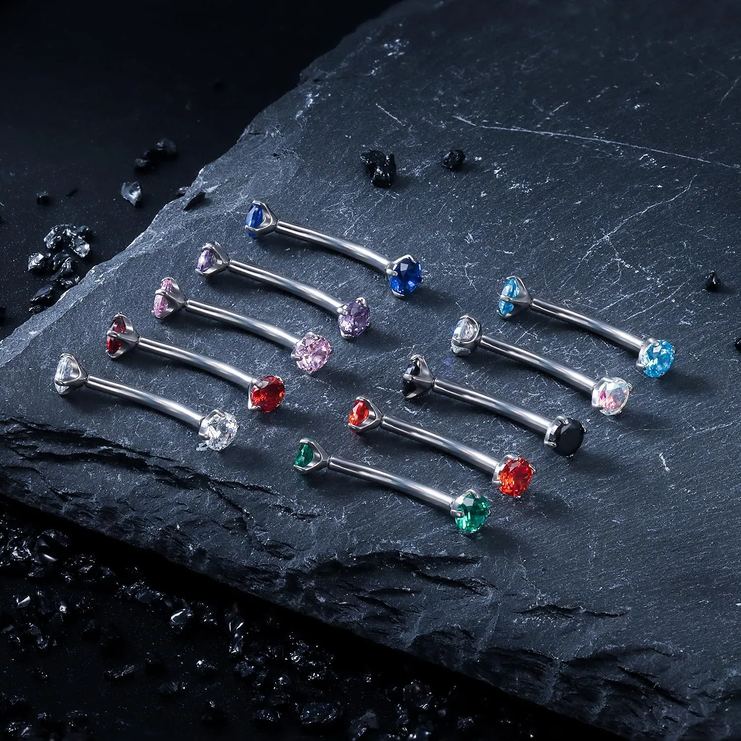 16G Astm F136 Titanium Eyebrow Piercing Jewelry Curved Barbell Eyebrow Ring Vertical Labret Lip Jewelry Daith Rook Earrings Navel Small Belly Button Ring Piercing Jewelry for Women Men CZ