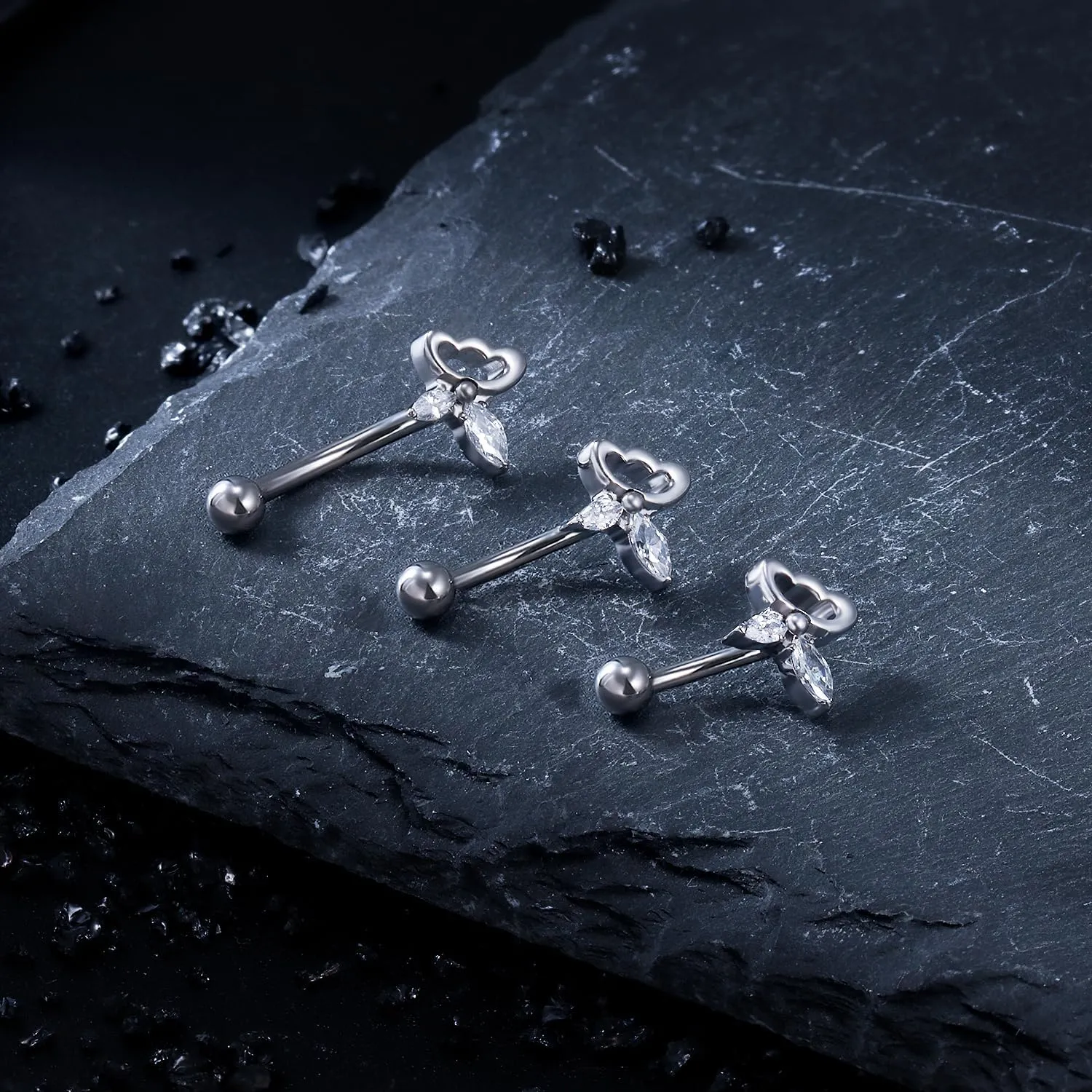 16G Astm F136 Titanium Eyebrow Piercing Jewelry Curved Barbell Eyebrow Ring Vertical Labret Lip Jewelry Daith Rook Earrings Navel Small Belly Button Ring Piercing Jewelry for Women Men CZ