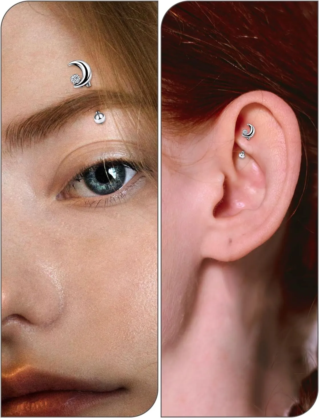 16G Astm F136 Titanium Eyebrow Piercing Jewelry Curved Barbell Eyebrow Ring Vertical Labret Lip Jewelry Daith Rook Earrings Navel Small Belly Button Ring Piercing Jewelry for Women Men CZ