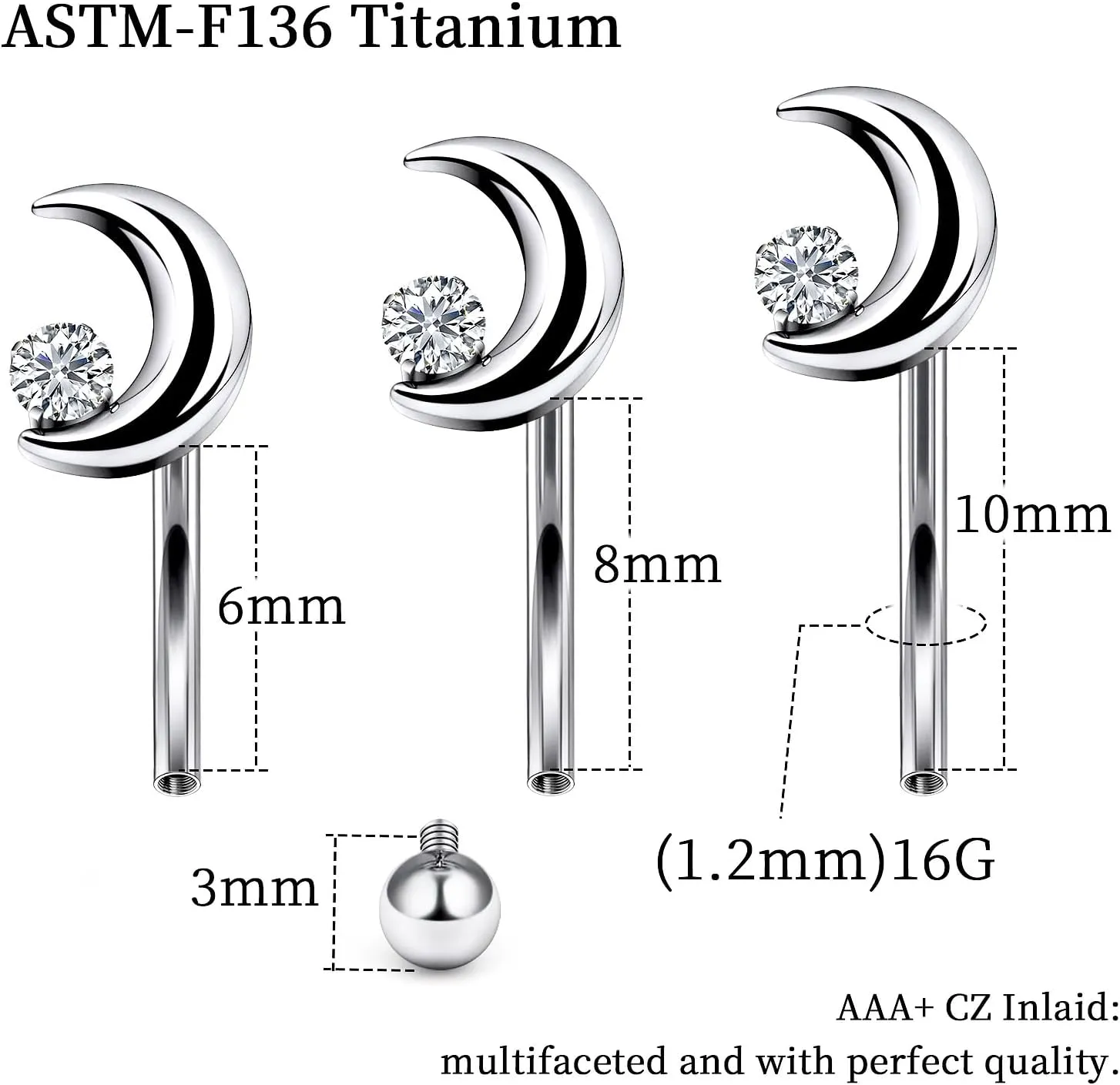 16G Astm F136 Titanium Eyebrow Piercing Jewelry Curved Barbell Eyebrow Ring Vertical Labret Lip Jewelry Daith Rook Earrings Navel Small Belly Button Ring Piercing Jewelry for Women Men CZ