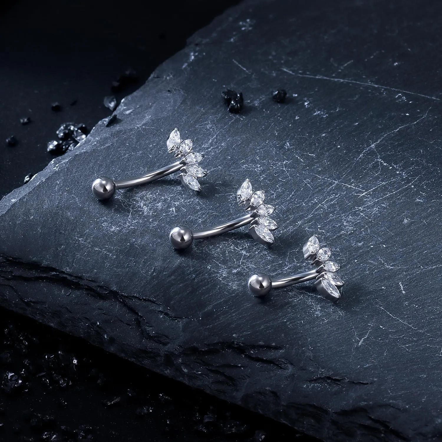 16G Astm F136 Titanium Eyebrow Piercing Jewelry Curved Barbell Eyebrow Ring Vertical Labret Lip Jewelry Daith Rook Earrings Navel Small Belly Button Ring Piercing Jewelry for Women Men CZ