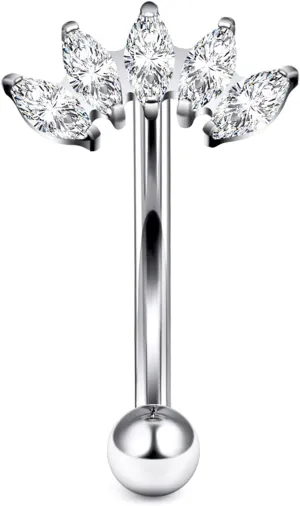 16G Astm F136 Titanium Eyebrow Piercing Jewelry Curved Barbell Eyebrow Ring Vertical Labret Lip Jewelry Daith Rook Earrings Navel Small Belly Button Ring Piercing Jewelry for Women Men CZ