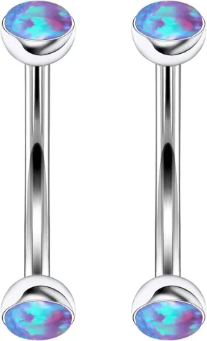 16G Astm F136 Titanium Eyebrow Piercing Jewelry Curved Barbell Eyebrow Ring Vertical Labret Lip Jewelry Daith Rook Earrings Navel Small Belly Button Ring Piercing Jewelry for Women Men Opal