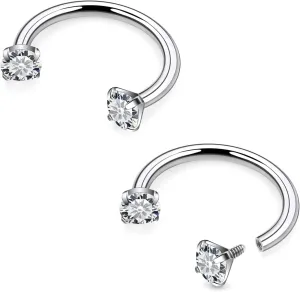 16G F136 Titanium Internal Thread Horseshoe Septum Nose Ring Piercing Jewelry Circular Barbell Helix Snug Tragus Rook Daith Cartilage Earring Lip Ring Piercing Jewelry for Women Men 8MM 10MM