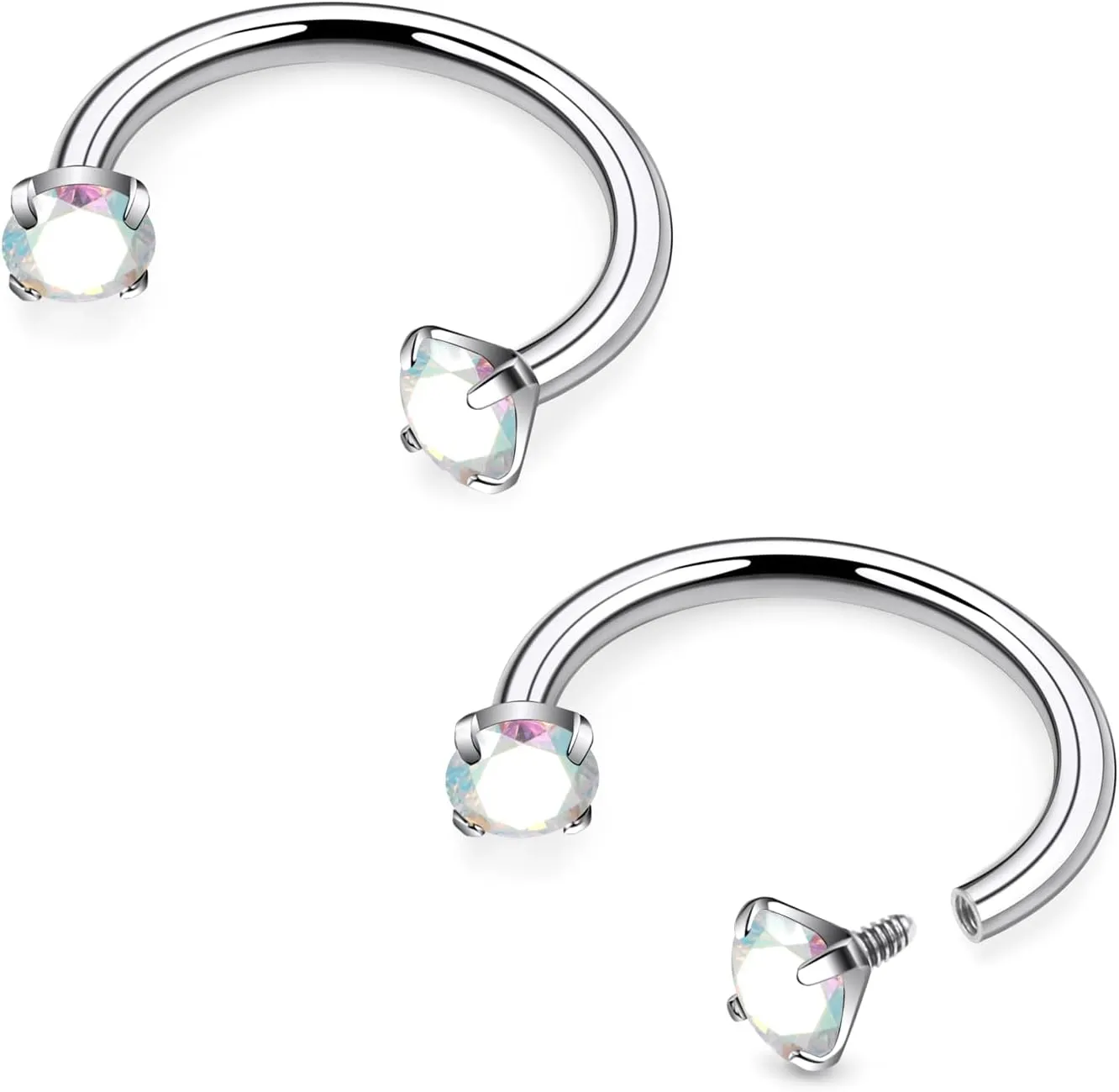 16G F136 Titanium Internal Thread Horseshoe Septum Nose Ring Piercing Jewelry Circular Barbell Helix Snug Tragus Rook Daith Cartilage Earring Lip Ring Piercing Jewelry for Women Men 8MM 10MM