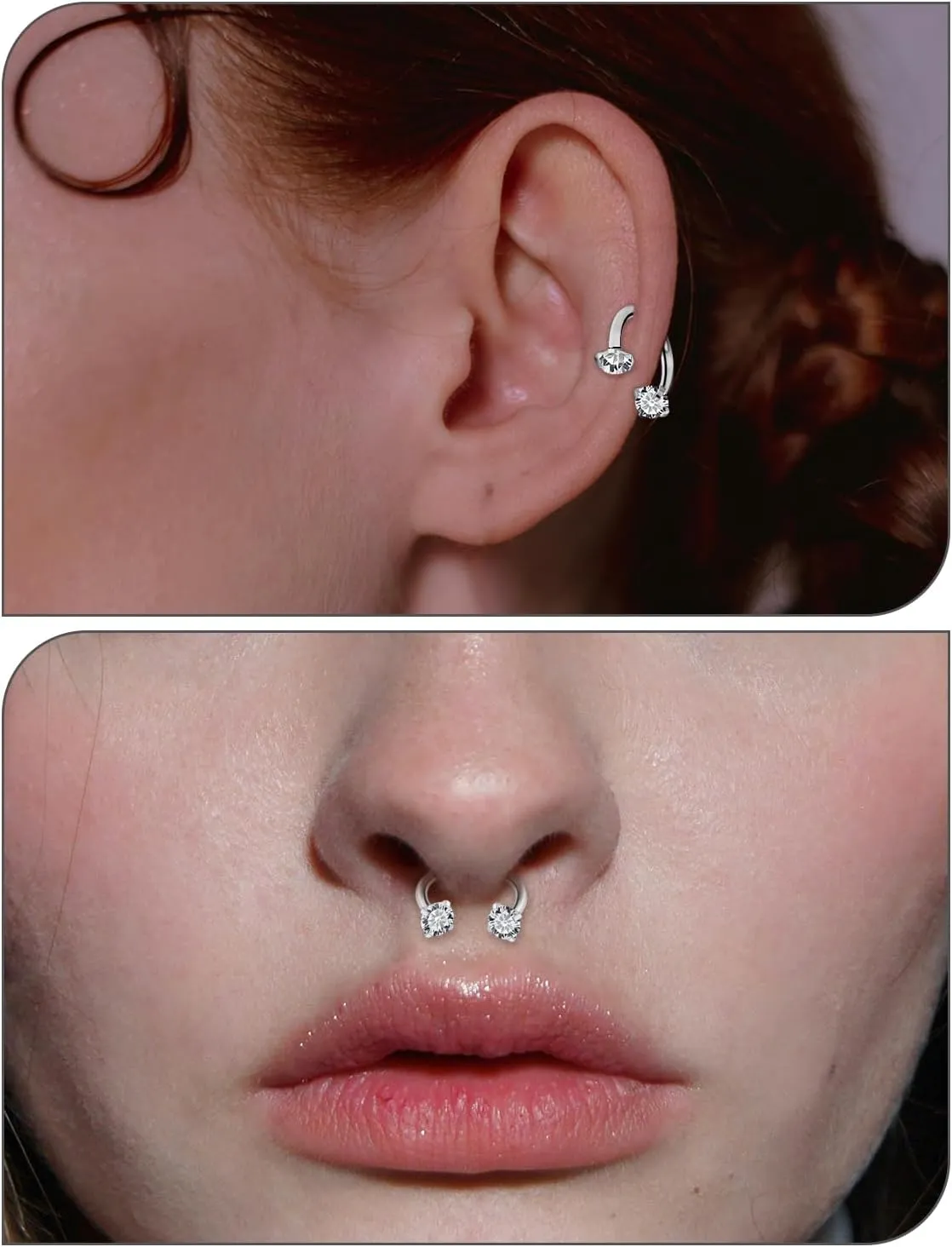 16G F136 Titanium Internal Thread Horseshoe Septum Nose Ring Piercing Jewelry Circular Barbell Helix Snug Tragus Rook Daith Cartilage Earring Lip Ring Piercing Jewelry for Women Men 8MM 10MM