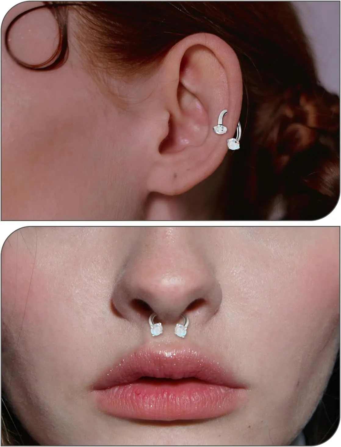 16G F136 Titanium Internal Thread Horseshoe Septum Nose Ring Piercing Jewelry Circular Barbell Helix Snug Tragus Rook Daith Cartilage Earring Lip Ring Piercing Jewelry for Women Men 8MM 10MM