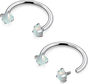16G F136 Titanium Internal Thread Horseshoe Septum Nose Ring Piercing Jewelry Circular Barbell Helix Snug Tragus Rook Daith Cartilage Earring Lip Ring Piercing Jewelry for Women Men Opal