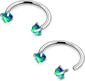 16G F136 Titanium Internal Thread Horseshoe Septum Nose Ring Piercing Jewelry Circular Barbell Helix Snug Tragus Rook Daith Cartilage Earring Lip Ring Piercing Jewelry for Women Men Opal