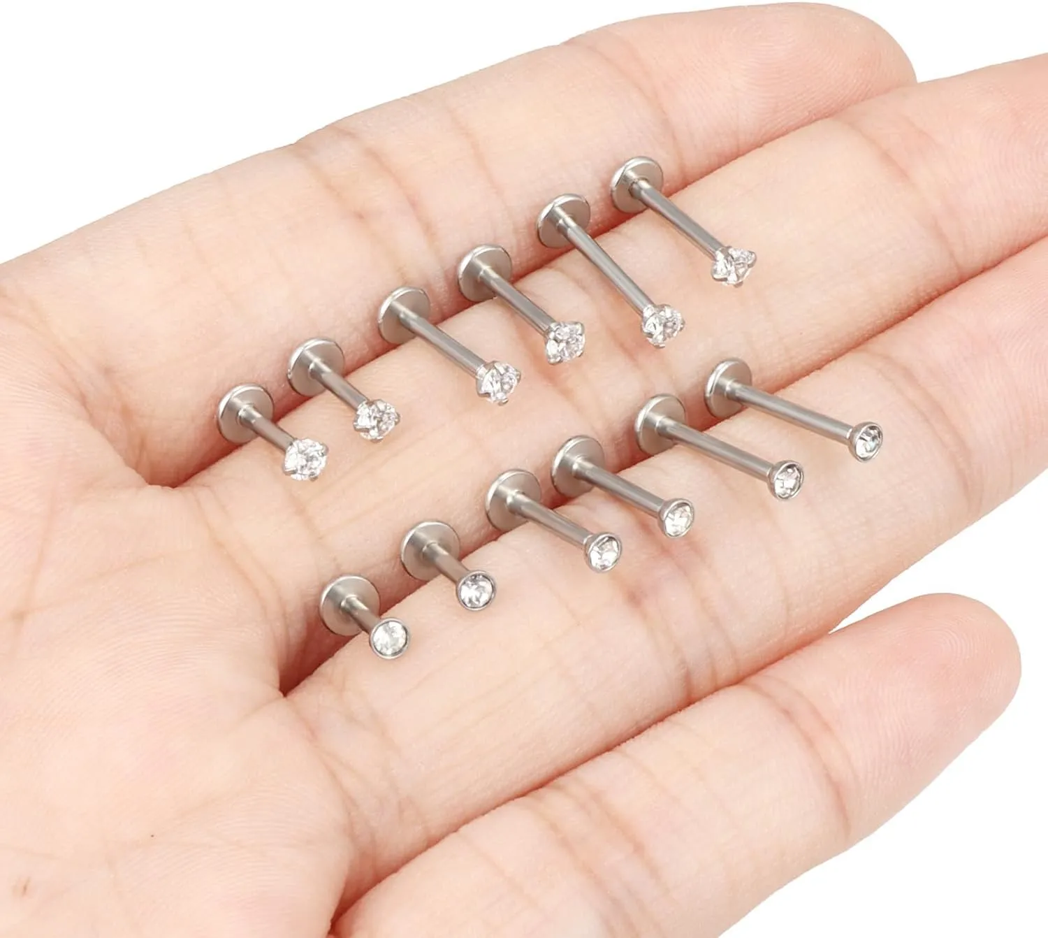 16G Lip Rings for Women Stainless Surgical Steel Labret Jewelry Monroe Lip Ring Medusa Piercing Jewelry Tragus Helix Cartilage Forward Earring Piercing Jewelry for Women 6MM 8MM 10MM 6 Pairs