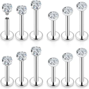 16G Lip Rings for Women Stainless Surgical Steel Labret Jewelry Monroe Lip Ring Medusa Piercing Jewelry Tragus Helix Cartilage Forward Earring Piercing Jewelry for Women 6MM 8MM 10MM 6 Pairs