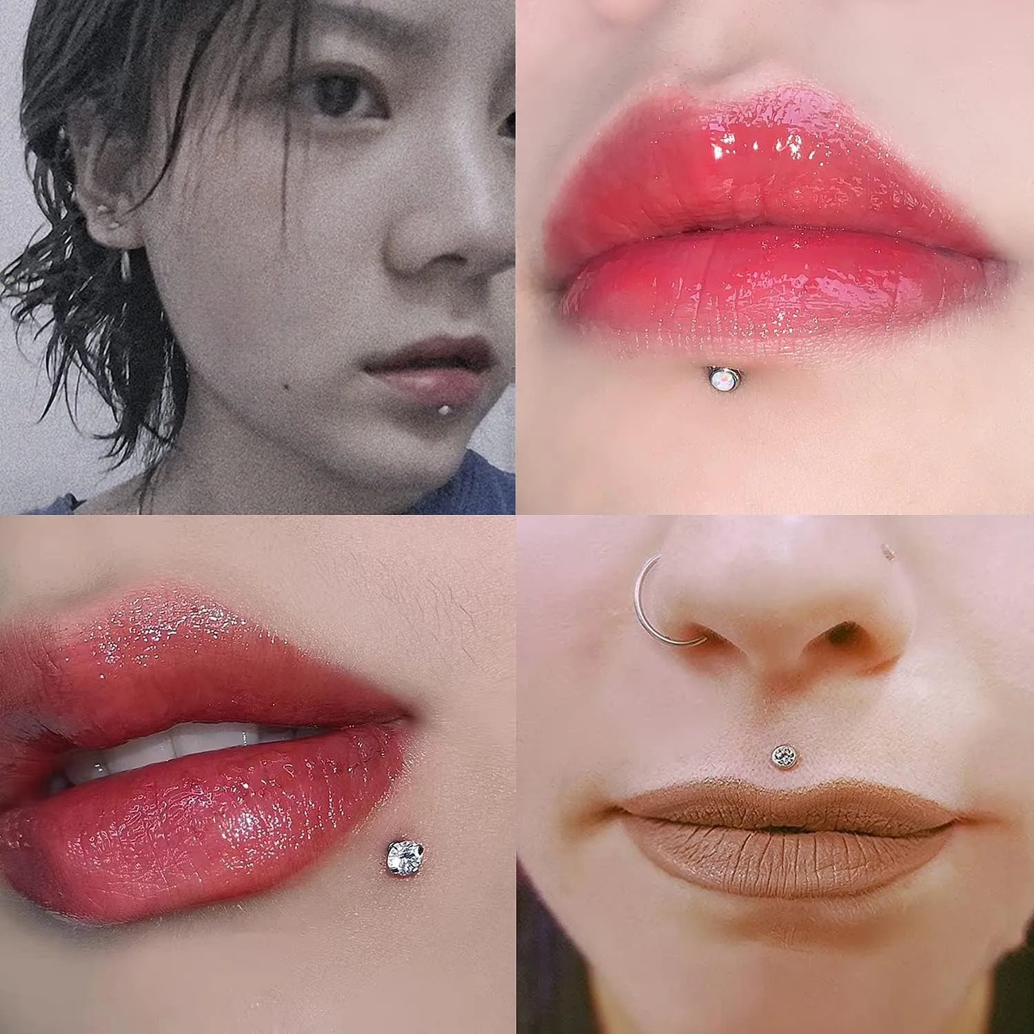 16G Lip Rings for Women Stainless Surgical Steel Labret Jewelry Monroe Lip Ring Medusa Piercing Jewelry Tragus Helix Cartilage Forward Earring Piercing Jewelry for Women 6MM 8MM 10MM 6 Pairs
