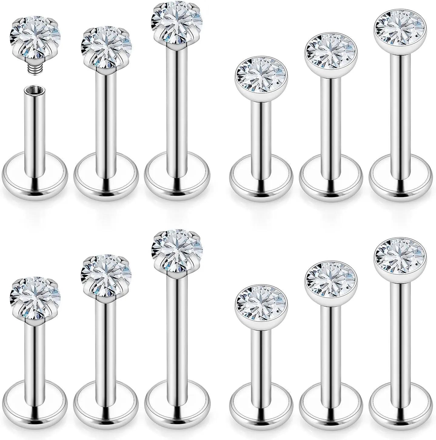 16G Lip Rings for Women Stainless Surgical Steel Labret Jewelry Monroe Lip Ring Medusa Piercing Jewelry Tragus Helix Cartilage Forward Earring Piercing Jewelry for Women 6MM 8MM 10MM 6 Pairs