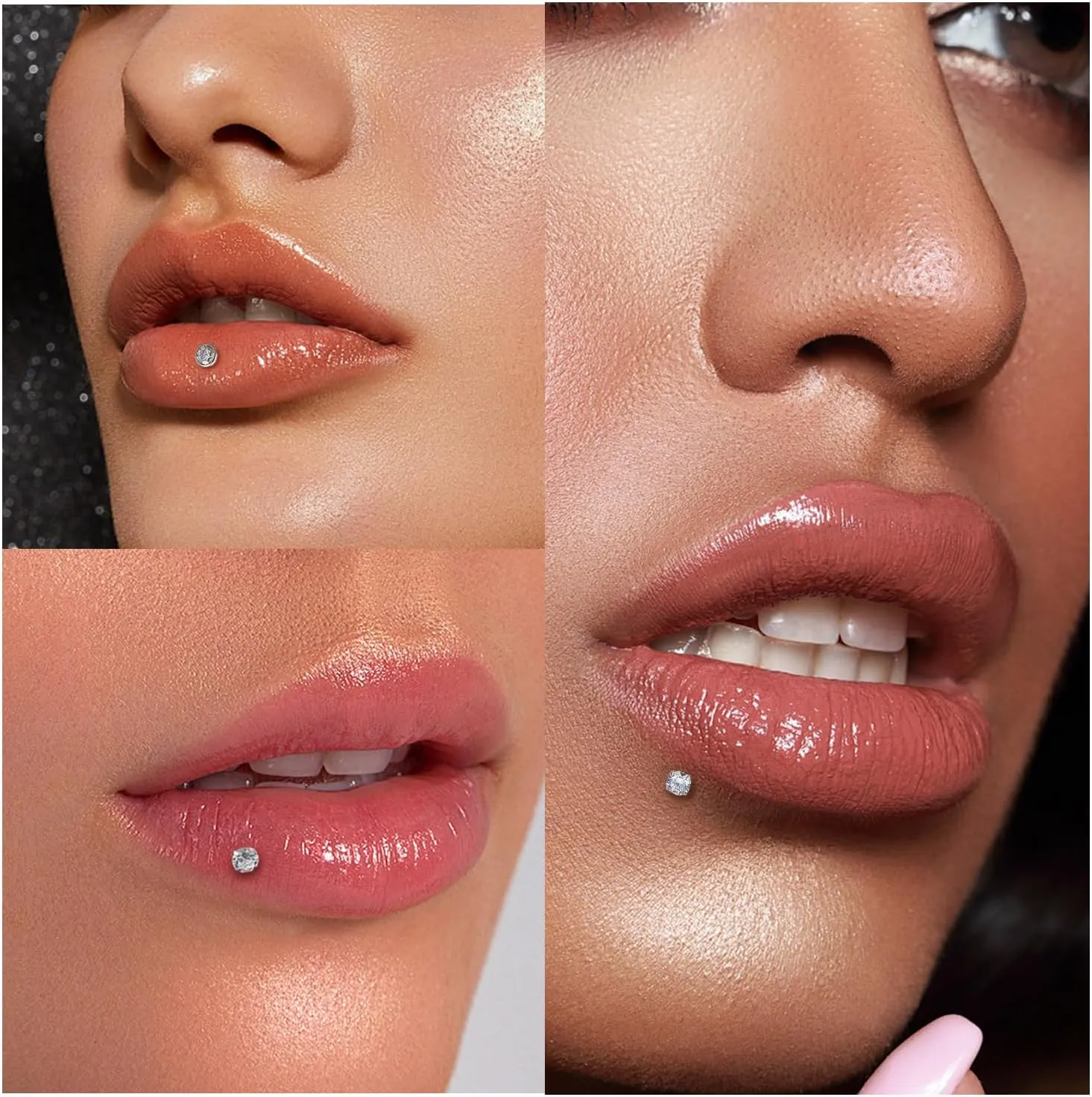 16G Lip Rings for Women Stainless Surgical Steel Labret Jewelry Monroe Lip Ring Medusa Piercing Jewelry Tragus Helix Cartilage Forward Earring Piercing Jewelry for Women 6MM 8MM 10MM 6 Pairs