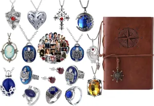 18 Set Replace The Vampire D. Daywalking Katherine Sapphire Crystal Pendant Necklaces Ring Earrings Notebooks Movie Jewelry Set Cosplay