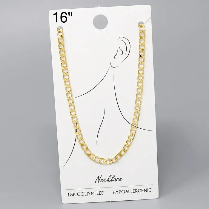 18K Gold Dipped Curb Chain Necklace - 16"