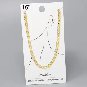 18K Gold Dipped Curb Chain Necklace - 16"
